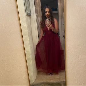 Floerns Women's Plunging Neck Spaghetti Strap Maxi